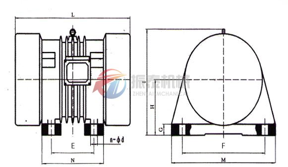 YZO系列振動電機尺寸示意圖